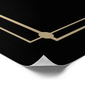 詩を書き過ぎる黒と金ゴールド ポスター (角)