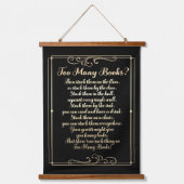 詩を書き過ぎる黒と金ゴールド 吊り下げ型タペストリー (正面)