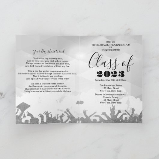 詩を用いた写真折り畳み招待状 招待状 (内部)