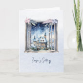 詩スカンジウィンターブルー離れクリスマススノーフレーク シーズンカード (正面)