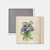 詩ビクトリアングレーパープルパンジー磁石 マグネット (正面/裏面)