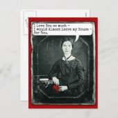 詩人おもしろいエミリー・ディキンソン・バレンタインデー シーズンポストカード (正面/裏面)