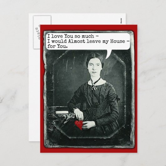 詩人おもしろいエミリー・ディキンソン・バレンタインデー シーズンポストカード (正面/裏面)