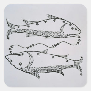 詩人からのイラストレーションを魚座(魚) スクエアシール