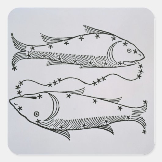 詩人からのイラストレーションを魚座(魚) スクエアシール (正面)