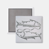 詩人からのイラストレーションを魚座(魚) マグネット (正面/裏面)