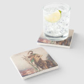 詩人の死運を感じるサンセット ストーンコースター (横)