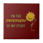 詩人アディラ・アコーによるスーパーヒーロー赤い陶磁器タイル タイル (正面)