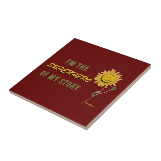 詩人アディラ・アコーによるスーパーヒーロー赤い陶磁器タイル タイル (側面)