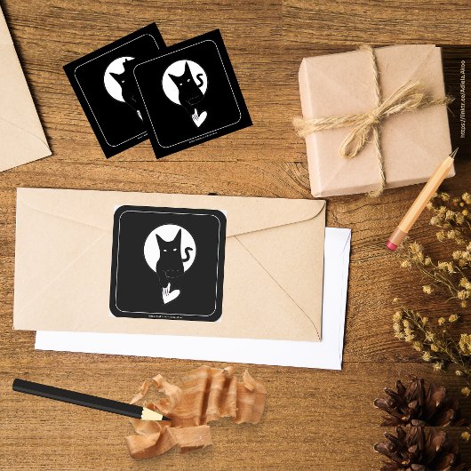 詩人アディラ・アコーの愛猫ステッカー スクエアシール