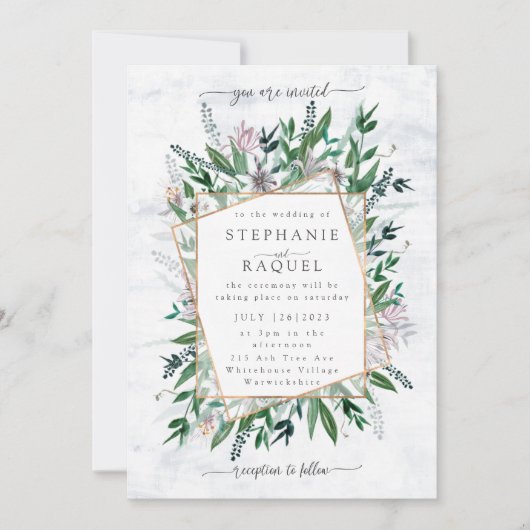 詩人ガーデンワイルドフラワーウォーター色のフローラブーク 招待状 (正面)