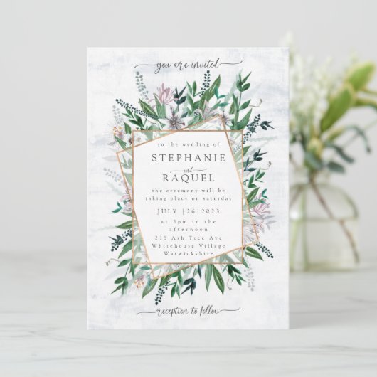 詩人ガーデンワイルドフラワーウォーター色のフローラブーク 招待状 (スタンド正面)