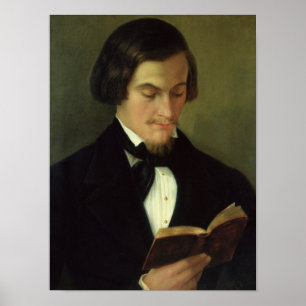 詩人ハインリッヒ・ハイネのポートレート1842年 ポスター