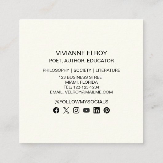 詩人作家ライター先生写真 スクエア名刺 (裏面)