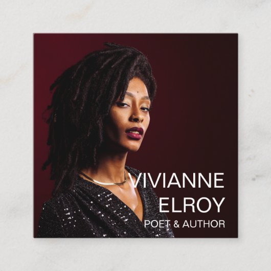 詩人作家ライター先生写真 スクエア名刺 (正面)