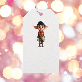 詩人10代のクリスマス小妖精や小人ホワイトギフトラベル ギフトタグ