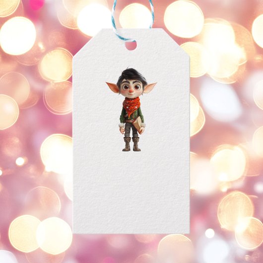 詩人10代のクリスマス小妖精や小人ホワイトギフトラベル ギフトタグ