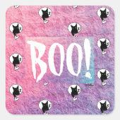 詩人Adiela Akooによるピンクのハロウィーンブステッカー スクエアシール (正面)