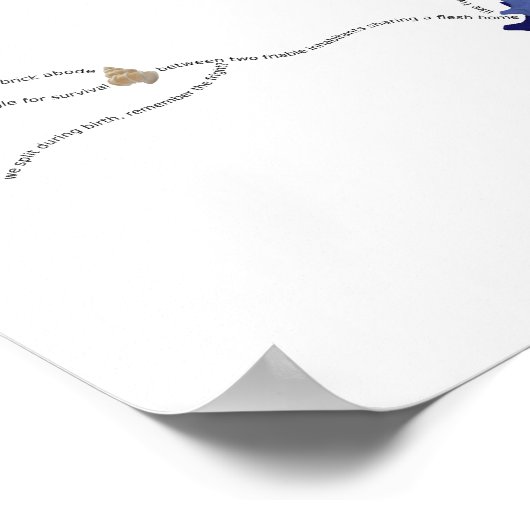 詩引用文ミニマルなシーシェルビーチ海岸砂 ポスター (角)