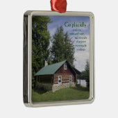 詩歌の丸太小屋 メタルオーナメント (右)