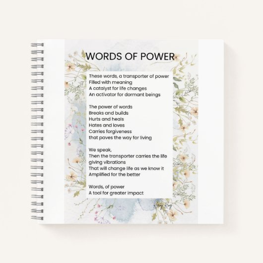 詩歌を元気にする力の言葉 ノートブック (正面)