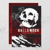 詩的なスケルトン死の恐ろしいゴシックハローウィンパーティ 招待状 (正面/裏面)