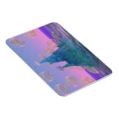 詩的な山、抽象芸術魔法ティール（緑がかった色）ピンク マグネット (右側)