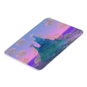 詩的な山、抽象芸術魔法ティール（緑がかった色）ピンク マグネット (左側)