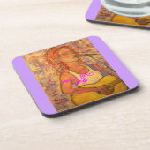 詩的な歌詞と歌のガールアート コースター (左側)