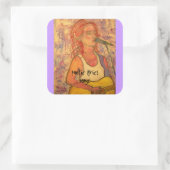 詩的な歌詞と歌のガールアート スクエアシール (バッグ)