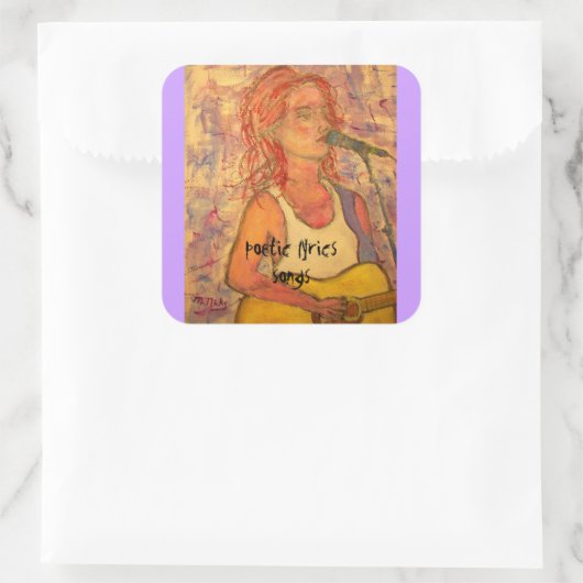 詩的な歌詞と歌のガールアート スクエアシール (バッグ)