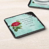 詩的な瑠美引用文タイポグラフィとヴィンテージレッドローズ コースター (左側)