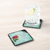 詩的な瑠美引用文タイポグラフィとヴィンテージレッドローズ コースター (右側)