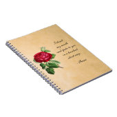 詩的な瑠美引用文タイポグラフィとヴィンテージレッドローズ ノートブック (右側)