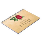 詩的な瑠美引用文タイポグラフィとヴィンテージレッドローズ ノートブック (左側)