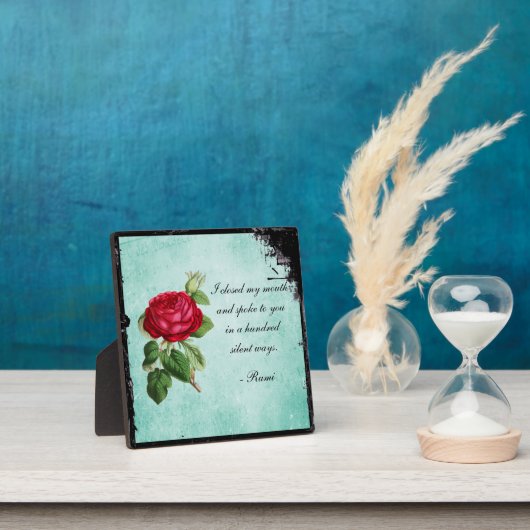 詩的な瑠美引用文タイポグラフィとヴィンテージレッドローズ フォトプラーク (インサイチュ)