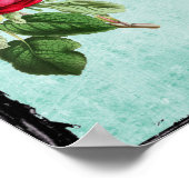 詩的な瑠美引用文タイポグラフィとヴィンテージレッドローズ ポスター (角)