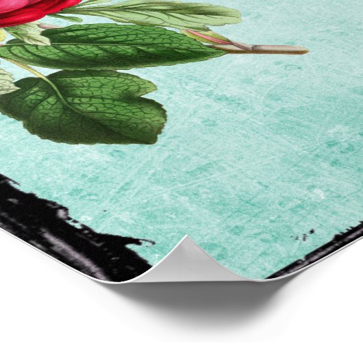 詩的な瑠美引用文タイポグラフィとヴィンテージレッドローズ ポスター (角)