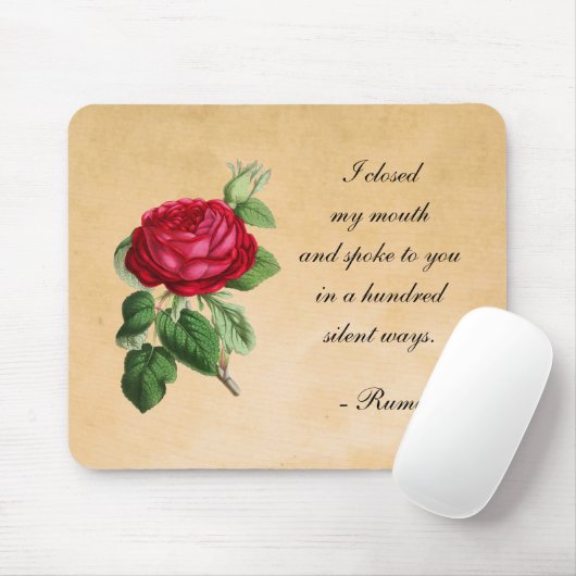 詩的な瑠美引用文タイポグラフィとヴィンテージレッドローズ マウスパッド (マウス)