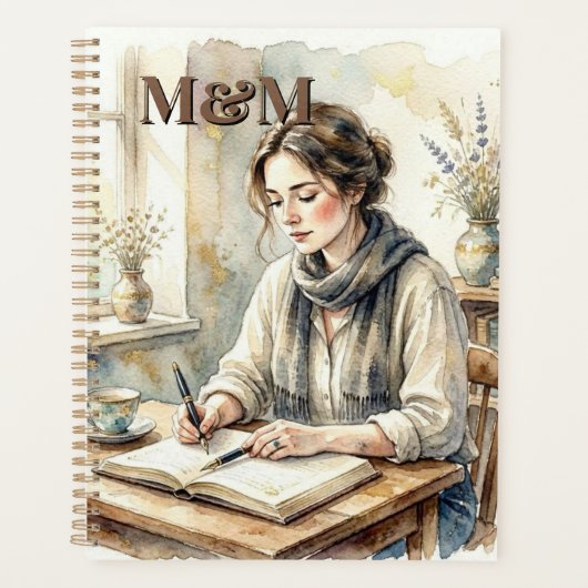 詩的な美意識 モノグラム 水彩絵の具 幻想的な ゴールド プランナー手帳 (正面)