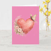 詩的な蝶のフォルム - ハート折り紙のグリーティングカード カード (黄色い花)