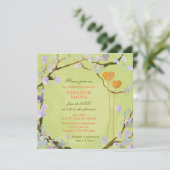 詩的な2つのハート春ブライダルシャワー 招待状 (スタンド正面)