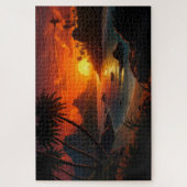 詩的サンセットオントロピカルビーチイラストレーション ジグソーパズル (縦)