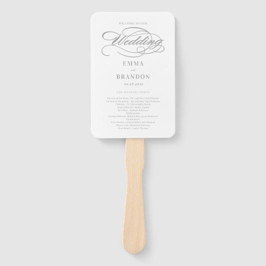 詩的スクリプト編集可能カラー結婚式 プログラムファン ハンドファン (正面)