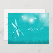 詩的ドラゴンフライターコイズウェディングRSVP インビテーションポストカード (正面/裏面)