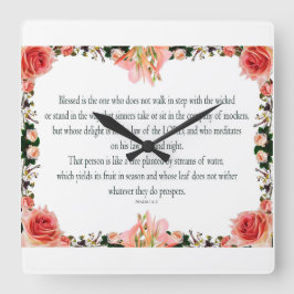 詩篇の一節は、昼と夜の法律に基づき、その果実を産み出す。 スクエア壁時計