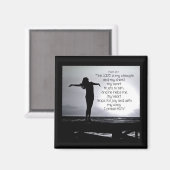 詩篇の主は私の強さのバイブル引用文ブラックグレー マグネット (正面/裏面)