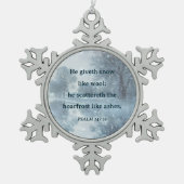 詩篇の冬の森のクリスマス素朴詩 スノーフレークピューターオーナメント (正面)