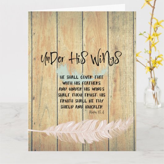 詩篇の詩と彼の翼の引用文の下で カード (黄色い花)