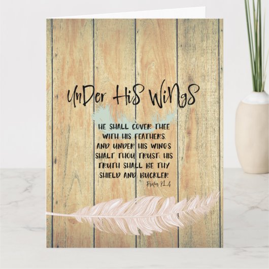 詩篇の詩と彼の翼の引用文の下で カード (正面)